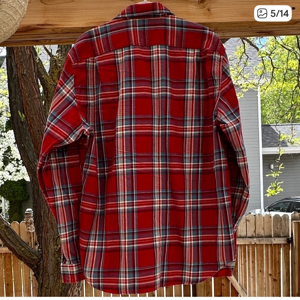 J. Crew Men's Red Plaid Flannel Shirt - Picture 14 of 15